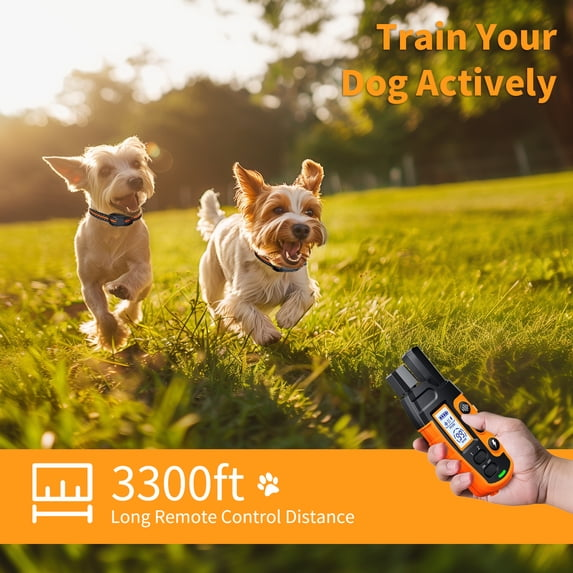 Dog Training Collars With Remote, Adjustable Nylon Strap, Electric Shock, Vibration & Sound Modes, Rechargeable, 3300ft Range, Waterproof, For Small To Large Dogs (5-150lbs)