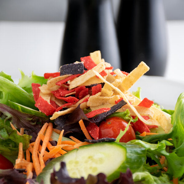 Fresh Gourmet Tri-Color Tortilla Strips 1 lb. Bag (10/Case) | Crispy Salad & Soup Topping