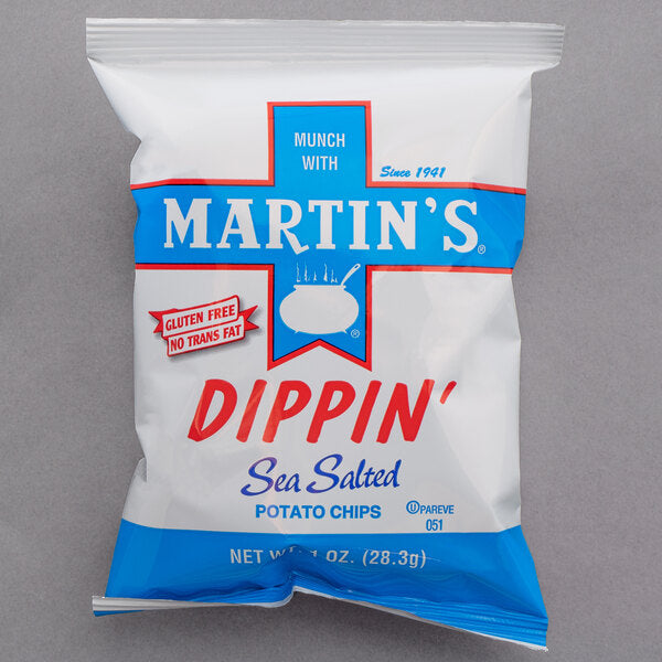 Martin's Dippin' Waffle Cut Sea Salted Potato Chips 1 oz. Snack Bags (64/Case) | Gluten Free Dipping Chips