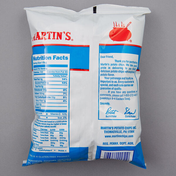 Martin's Dippin' Waffle Cut Sea Salted Potato Chips 1 oz. Snack Bags (64/Case) | Gluten Free Dipping Chips