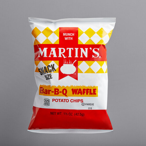 Martin's Bar-B-Q Waffle Cut Potato Chips 1.5 oz. Snack Bags (42/Case) | Ridged BBQ Potato Chips