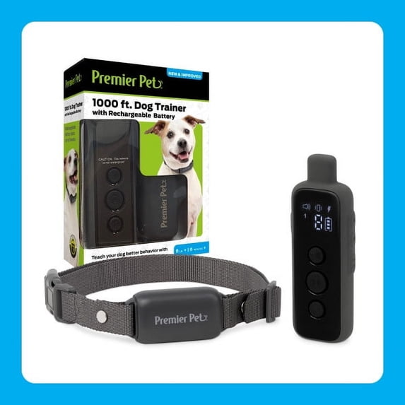 Premier Pet 1000 foot Dog Trainer with Rechargeable Battery, 16 levels of static correction
