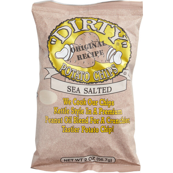 Dirty Potato Chips Sea Salt Kettle Cooked Potato Chips 2 oz. Individual Bags (25/Case) | Premium Crunchy Snack Chips