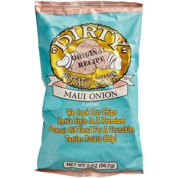 Dirty Potato Chips Maui Onion Kettle Cooked Potato Chips 2 oz. Individual Bags (25/Case) | Sweet Onion Snack Chips