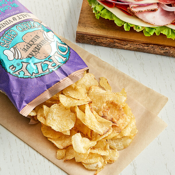 Dirty Potato Chips Salt & Vinegar Kettle Cooked Potato Chips 2 oz. Individual Bags (25/Case) | Tangy & Crispy Snack