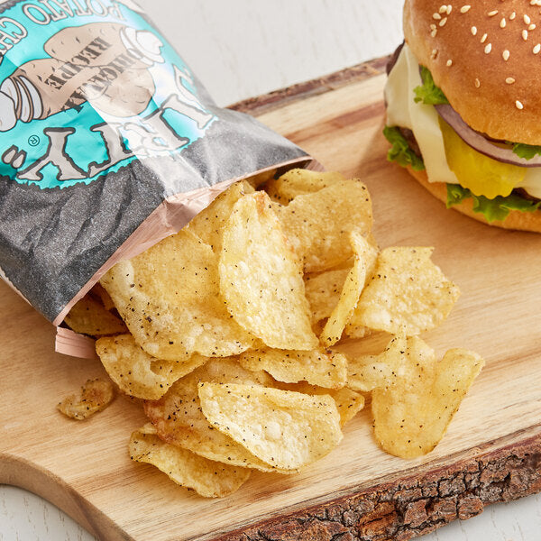 Dirty Potato Chips Cracked Pepper & Sea Salt Kettle Cooked Potato Chips 2 oz. Individual Bags (25/Case) | Premium Crunchy Snack Chips
