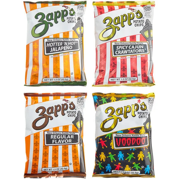 Zapp's Potato Chips Variety Box 1.5 oz. Assorted Snack Bags (25/Case) | New Orleans Kettle Style Chips