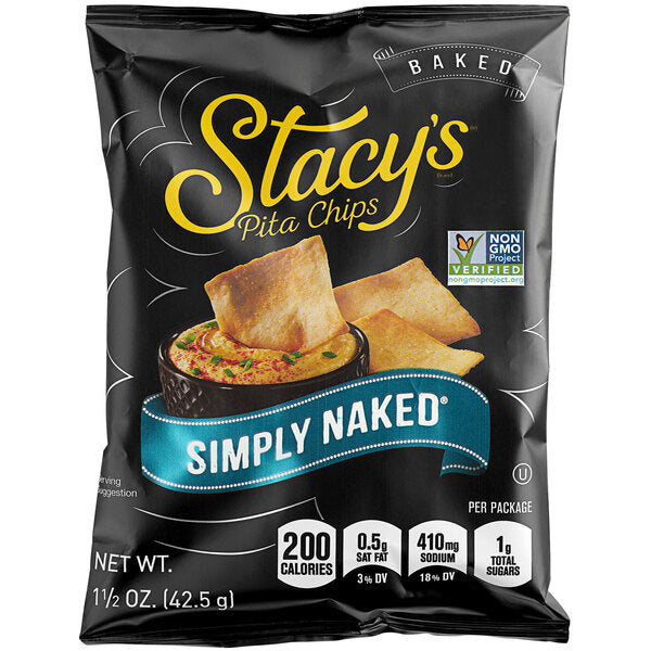 Stacy's Simply Naked Pita Chips 1.5 oz. Individual Bags (24/Case) | Baked Non-GMO Snack Chips