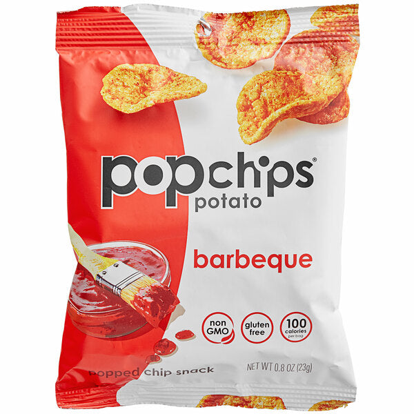 Popchips BBQ Popped Potato Chips 0.8 oz. Snack Bags (24/Case) | Gluten Free Barbecue Chip Snack