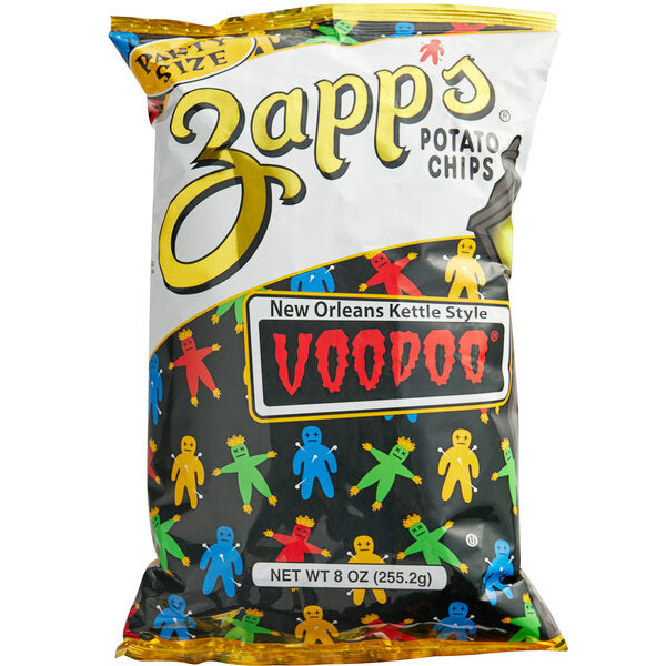 Zapp's Voodoo Kettle Style Potato Chips 8 oz. Party Size Bags (9/Case) | New Orleans Style Potato Chips