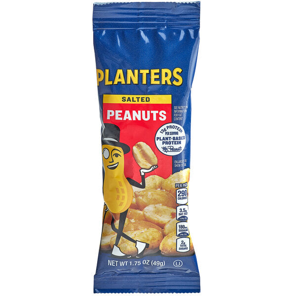 Planters Roasted Salted Peanuts Snack Pouches 1.75 oz. (48/Case) | Individual Grab-and-Go Peanut Packs