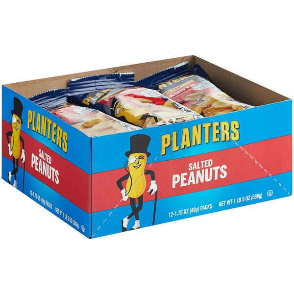 Planters Roasted Salted Peanuts Snack Pouches 1.75 oz. (48/Case) | Individual Grab-and-Go Peanut Packs