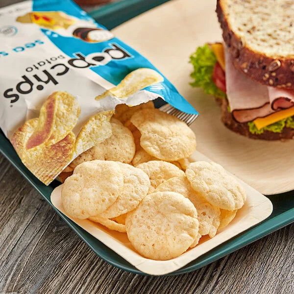 Popchips Sea Salt Popped Potato Chips 0.8 oz. Snack Bags (24/Case) | Gluten Free Non-GMO Potato Crisps