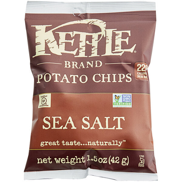 Kettle Brand Sea Salt Potato Chips 1.5 oz. Individual Bags (24/Case) | Kettle Cooked Chips