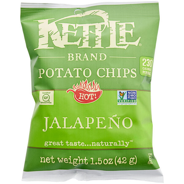 Kettle Brand Jalapeño Potato Chips 1.5 oz. Individual Bags (24/Case) | Spicy Kettle Cooked Chips
