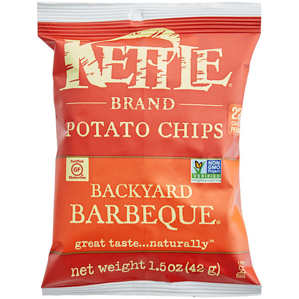Kettle Brand Backyard Barbeque Potato Chips 1.5 oz. Individual Bags (24/Case) | Kettle Cooked BBQ Chips