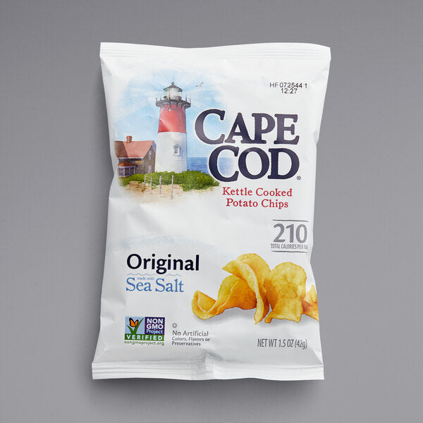 Cape Cod Original Sea Salt Kettle Cooked Potato Chips 1.5 oz. Individual Bags (56/Case) | Premium Kettle Chips