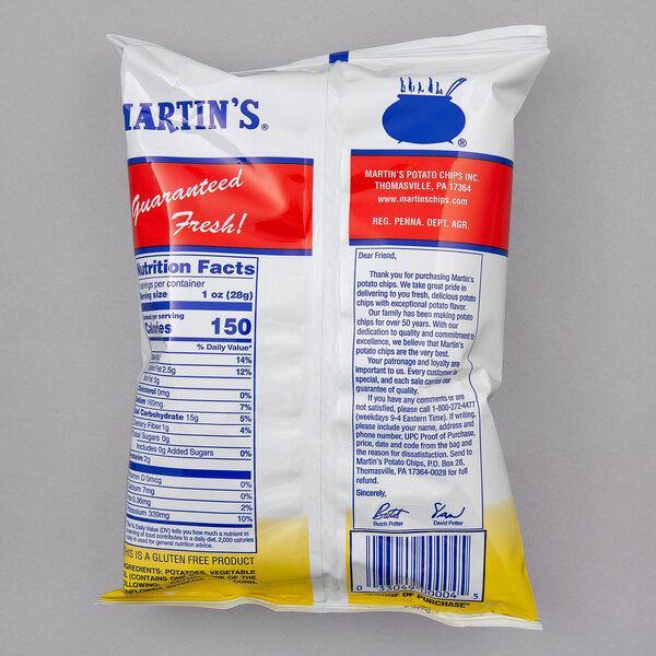 Martin's Sea Salted Potato Chips 1 oz. Snack Bags (60/Case) | Gluten Free Sea Salt Potato Chips