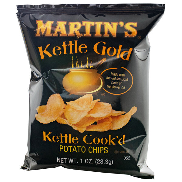 Martin's Kettle Gold Kettle Cook'd Potato Chips 1 oz. Snack Bags (60/Case) | Gluten Free Kettle Cooked Chips
