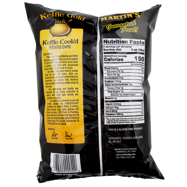 Martin's Kettle Gold Kettle Cook'd Potato Chips 1 oz. Snack Bags (60/Case) | Gluten Free Kettle Cooked Chips