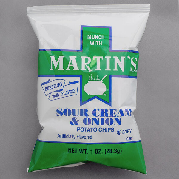 Martin's Sour Cream & Onion Potato Chips 1 oz. Snack Bags (60/Case) | Gluten Free Sour Cream & Onion Chips