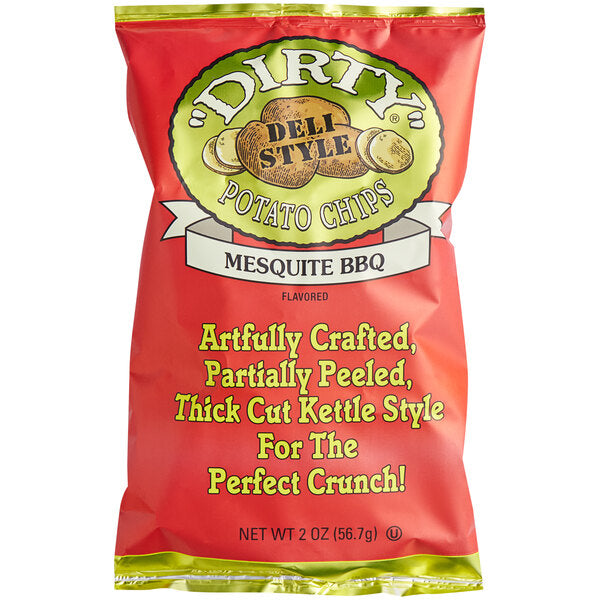 Dirty Potato Chips Mesquite BBQ Kettle Cooked Potato Chips 2 oz. Individual Bags (25/Case) | Smoky Barbecue Snack Chips