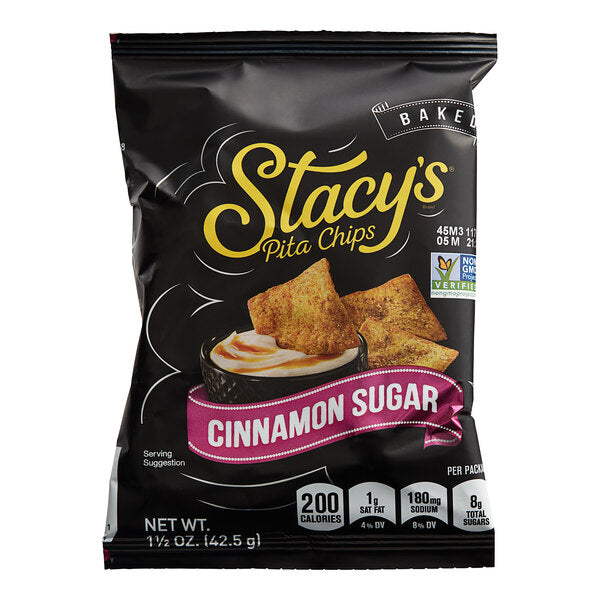 Stacy's Cinnamon Sugar Pita Chips 1.5 oz. Snack Bags (24/Case) | Twice Baked Sweet Pita Crisps