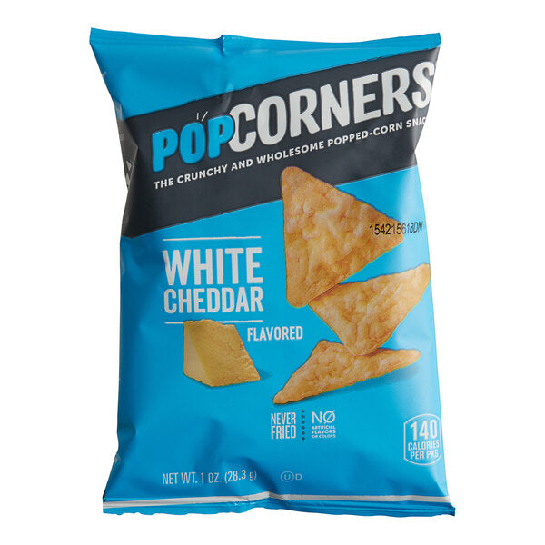 PopCorners White Cheddar Popped Corn Chips 1 oz. - 64/Case | Individual Gluten-Free Snack Bags