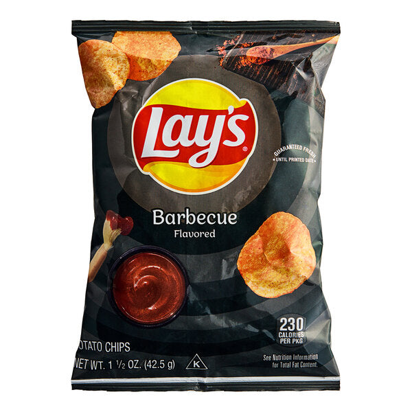 Lay's Barbecue Potato Chips 1.5 oz. - 64/Case | Individual BBQ Flavored Snack Bags