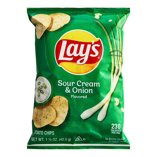 Lay's Sour Cream & Onion Potato Chips 1.5 oz. - 64/Case | Individual Single Serve Snack Bags