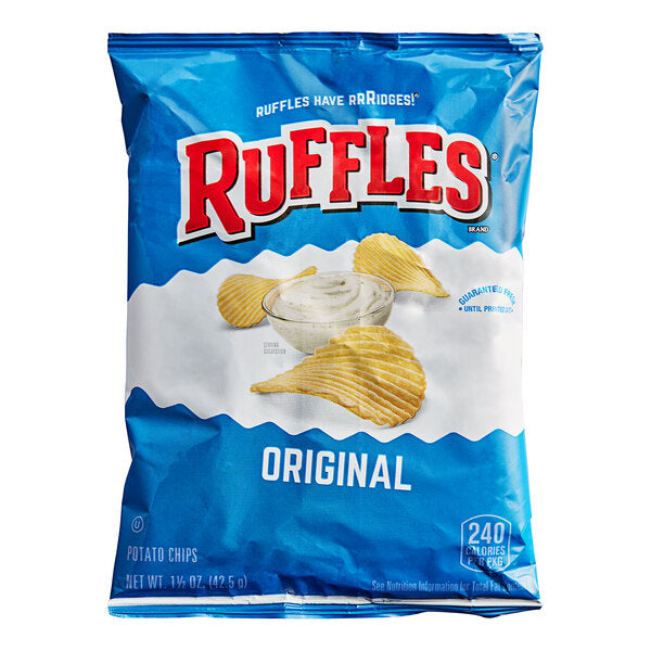Ruffles Original Ridged Potato Chips 1.5 oz. - 64/Case | Individual Single Serve Snack Bags