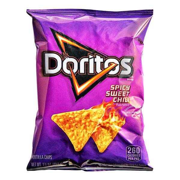 Doritos Spicy Sweet Chili Flavored Tortilla Chips 1.75 oz. - 64/Case | Individual Grab-and-Go Snack Bags