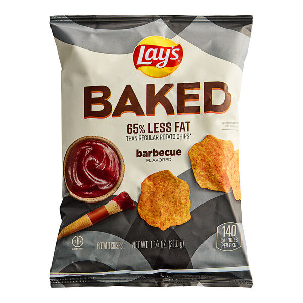 Lay's Baked Barbecue Potato Chips 1.125 oz. - 64/Case | Individual Baked Snack Bags