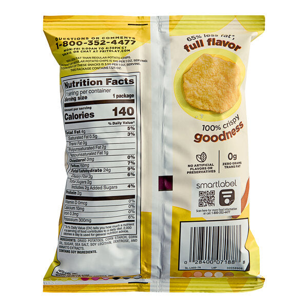 Lay's Baked Original Potato Chips 1.125 oz. - 64/Case | 65% Less Fat Individual Snack Bags