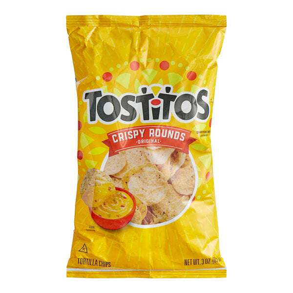 Tostitos Crispy Rounds Original Tortilla Chips 3 oz. Individual Bags (28/Case) | Restaurant Style Corn Chips