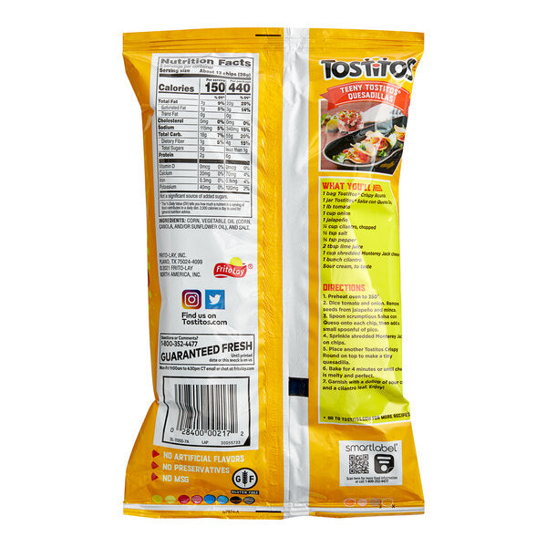 Tostitos Crispy Rounds Original Tortilla Chips 3 oz. Individual Bags (28/Case) | Restaurant Style Corn Chips