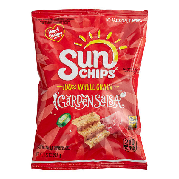 Sun Chips Garden Salsa Whole Grain Chips 1.5 oz. - 64/Case | Single Serve Multigrain Snack Bags
