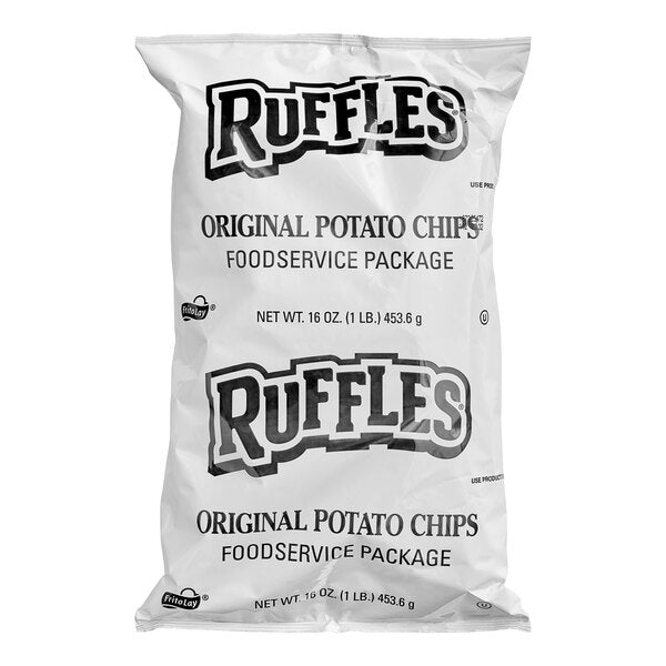 Ruffles Original Ridged Potato Chips 16 oz. Foodservice Bags (8/Case) | Classic Ridged Potato Chips