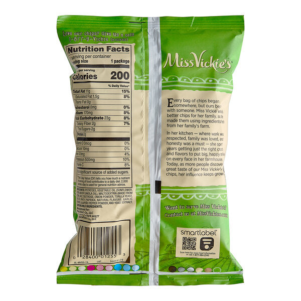 Miss Vickie's Jalapeño Kettle Cooked Potato Chips 1.375 oz. - 64/Case | Single Serve Snack Bags