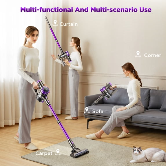 KANFUAQ Cordless Stick Vacuum Cleaner 38KPA 50Mins 2200mAh Lightweight for Home Pet Hair Carpet Hard Floor