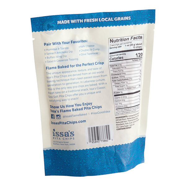Issa's Classic Sea Salt Pita Chips 2 oz. Single Serve Bags (30/Case) | Flame Baked Vegan Pita Chips