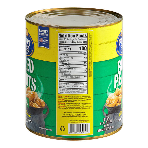 Peanut Patch Original Boiled Peanuts 6 lb. Can - 6/Case | Ready-to-Eat Southern Style Boiled Peanuts