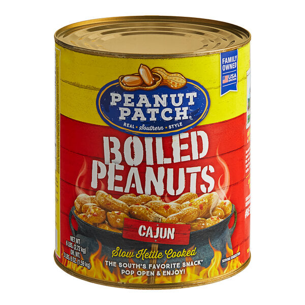 Peanut Patch Cajun Boiled Peanuts 6 lb. Can - 6/Case | Ready-to-Eat Spicy Southern Style Boiled Peanuts