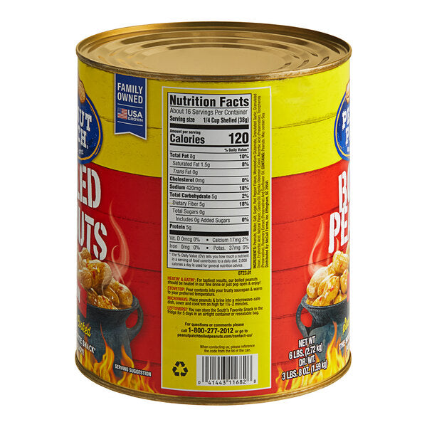Peanut Patch Cajun Boiled Peanuts 6 lb. Can - 6/Case | Ready-to-Eat Spicy Southern Style Boiled Peanuts