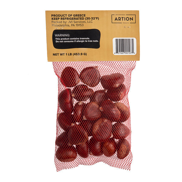 Artion Fresh Whole Raw Chestnuts 12 oz. - 5/Case | Premium Natural Chestnuts for Roasting, Baking & Cooking