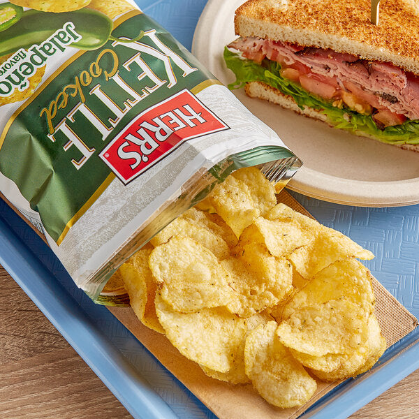 Herr's Kettle Cooked Jalapeño Potato Chips 1.125 oz. Single Serve Bags (60/Case) | Gluten Free Kettle Chips