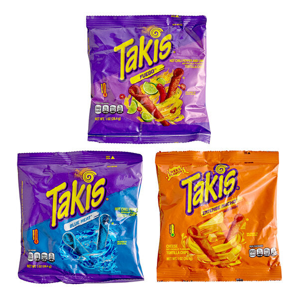 Takis Rolled Tortilla Chips Variety Pack 1 oz. Individual Bags (46/Case) | Fuego, Blue Heat & Intense Nacho
