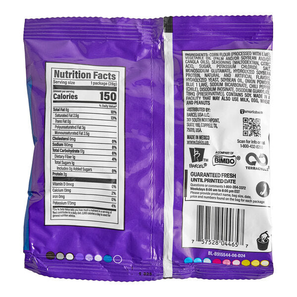 Takis Blue Heat Rolled Tortilla Chips 1 oz. Individual Bags (50/Case) | Hot Chili Pepper & Lime Corn Snacks
