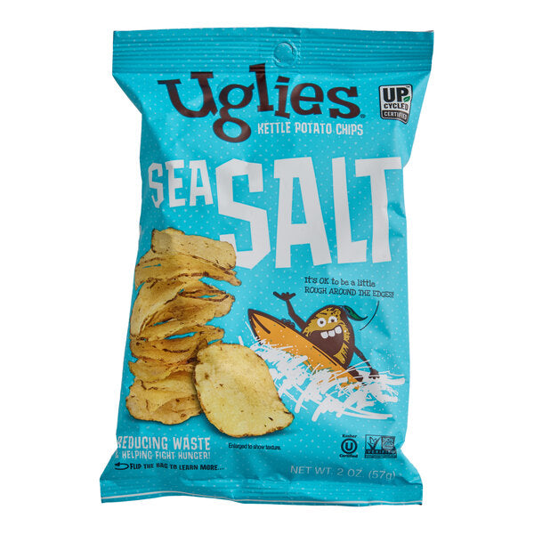 Uglies Sea Salt Kettle Potato Chips 2 oz. Individual Bags (24/Case) | Upcycled Kettle Chips