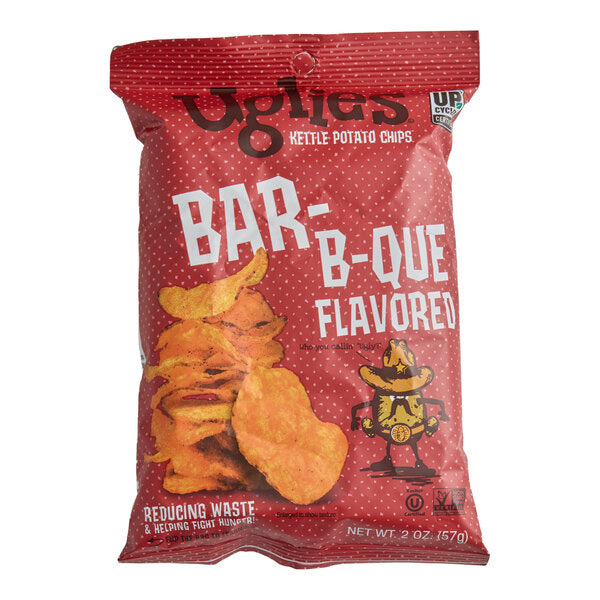 Uglies Bar-B-Que Kettle Potato Chips 2 oz. Single Serve Bags (24/Case) | Gluten Free Kettle Cooked Chips